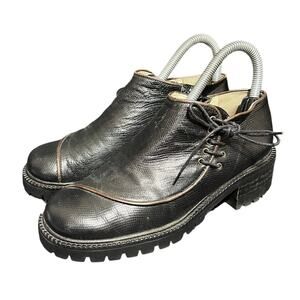 Vintage Giraudon platform black‎ leather chunky punk goth cosplay 90s fits US 7